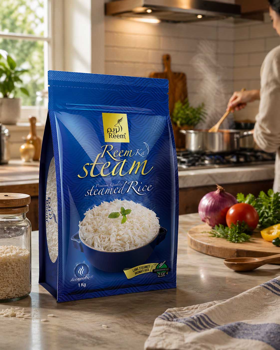 Reem Rice packaging design